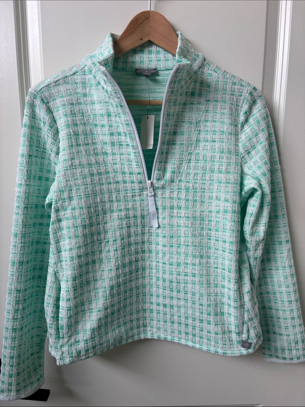T by Talbots Quarter-Zip Textured Top Blouse Size Petite (P) XS